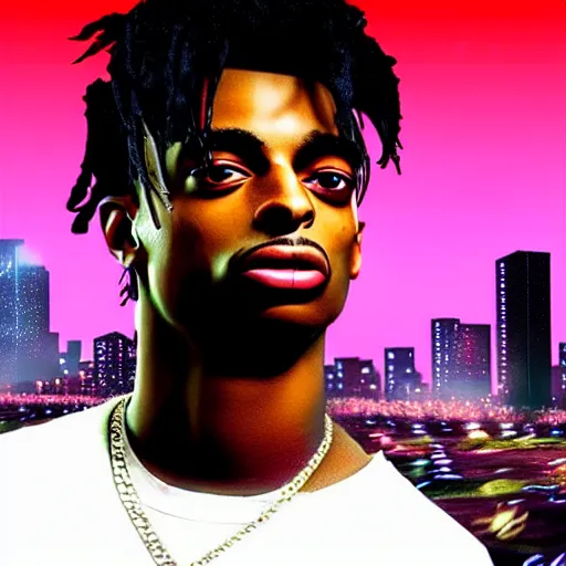 Image similar to playboi carti in a gta loading screen