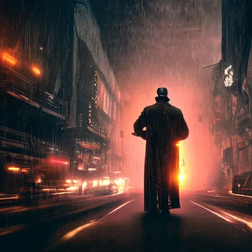 Image similar to blade runner but it's a steampunk movie, movie still, photography, hyper detailed, dramatic ligthing, 8 k