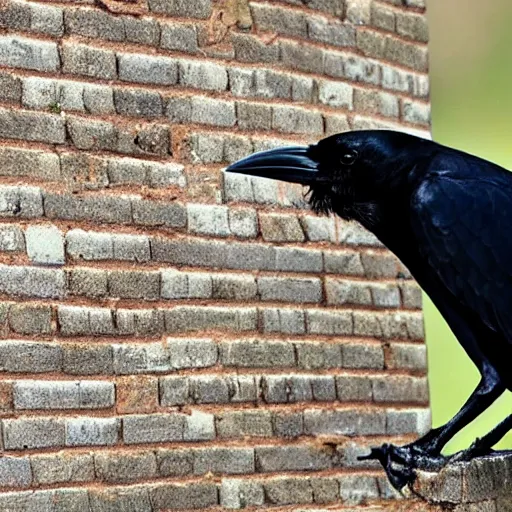 Prompt: a crow shitting bricks