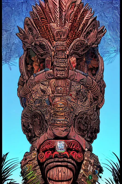 Prompt: totem animal tribal chaman vodoo mask feather gemstone plant global illumination ray tracing hdr that looks like it is from borderlands and by feng zhu and loish and laurie greasley, victo ngai, andreas rocha, john harris