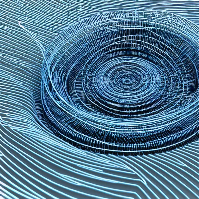 Image similar to a spirally shaped object floating in the water, an abstract sculpture by thomas fogarty, behance contest winner, generative art, made of wire, made of paperclips, rendered in cinema 4 d