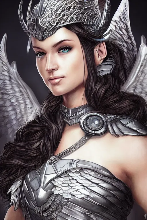 Prompt: a highly detailed beautiful portrait or a valkyrie in the style of artgerm.