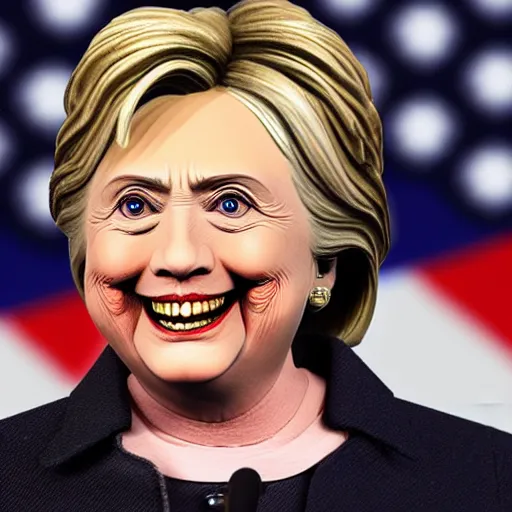 Prompt: hillary clinton as a humanoid reptile at podium hyperrealistic 3 d art volumetric lighting