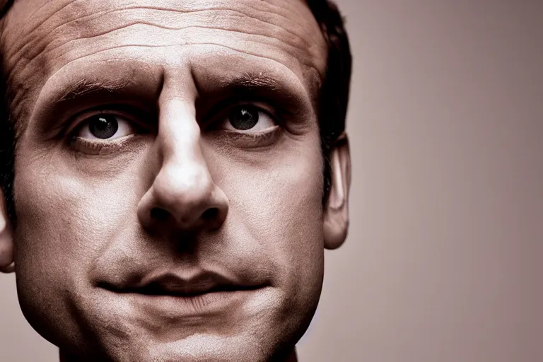 Image similar to closeup portrait of macaron emmanuel macron face on a macaron, natural light, sharp, detailed face, magazine, press, photo, steve mccurry, david lazar, canon, nikon, focus