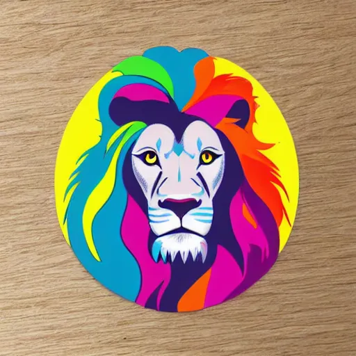 Prompt: A nice colorful male-lion with full mane sticker