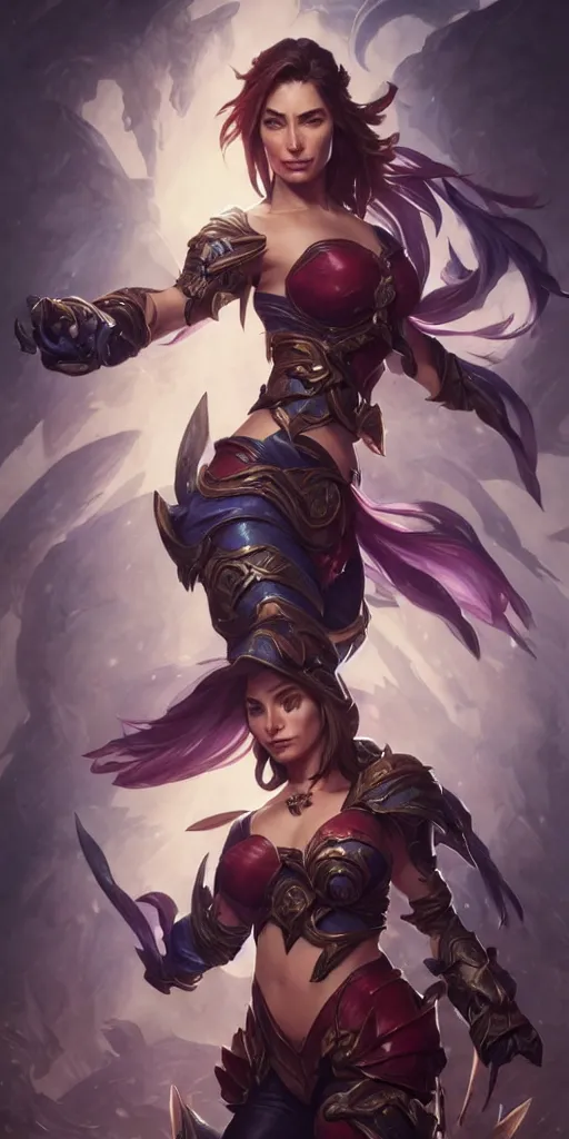 Image similar to claire forlani, league of legends, action pose, intricate, highly detailed, digital painting, hyperrealistic, artstation, concept art, smooth, sharp focus, illustration, Unreal Engine 5, 8K, art by artgerm and greg rutkowski and alphonse mucha, by Jesper Ejsing