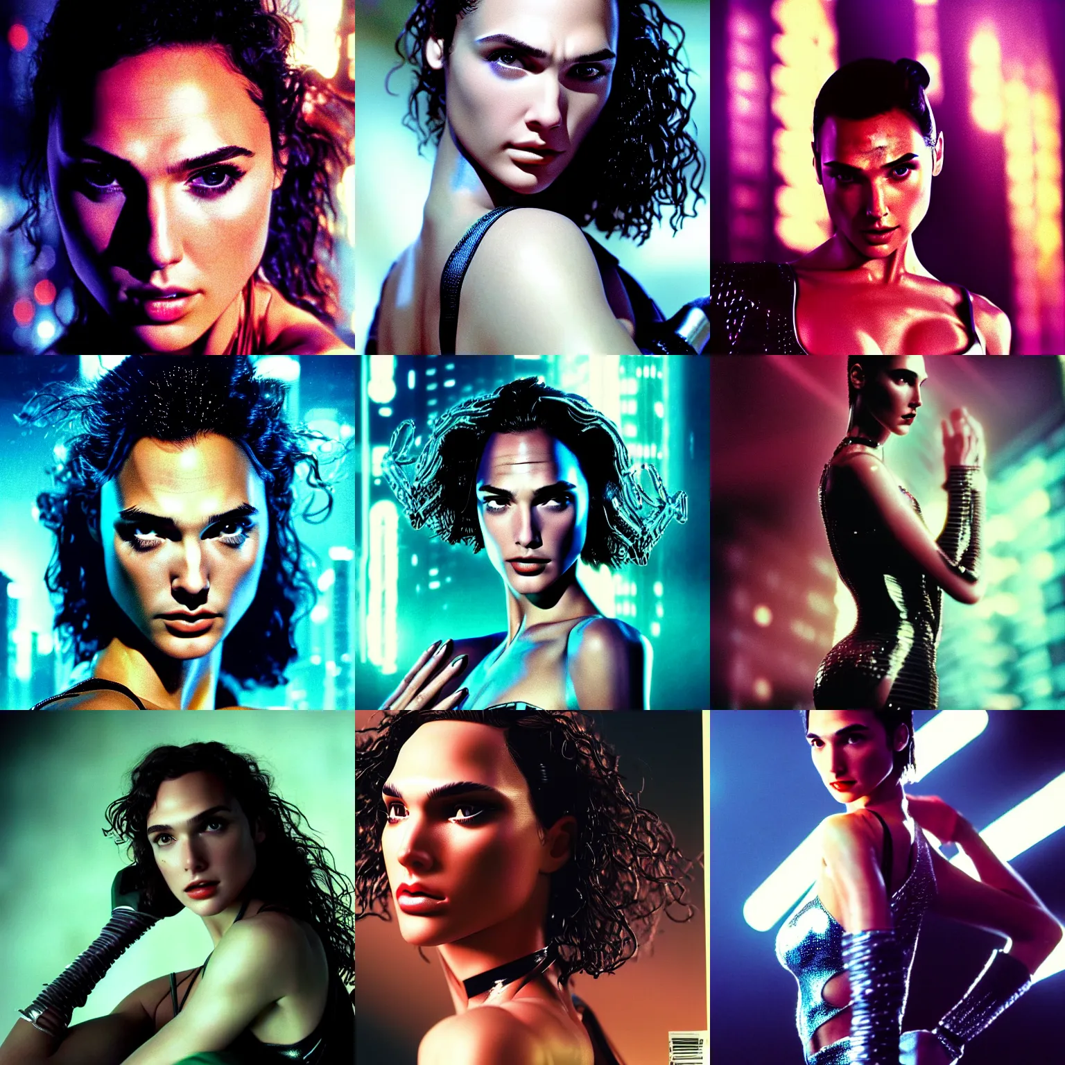 Prompt: beautiful ultra realistic extreme closeup still life, 1990s frontiers in human dance fashion magazine September retrofuturism blade runner gal gadot edition, highly detailed, extreme closeup portrait, tilt shift background, focus on girl, tendu pose, soft lighting