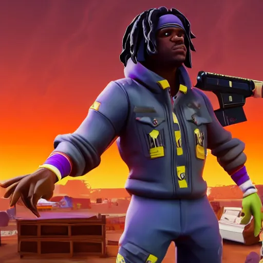 Image similar to rapper Chief Keef in Fortnite very detailed 4K quality super realistic