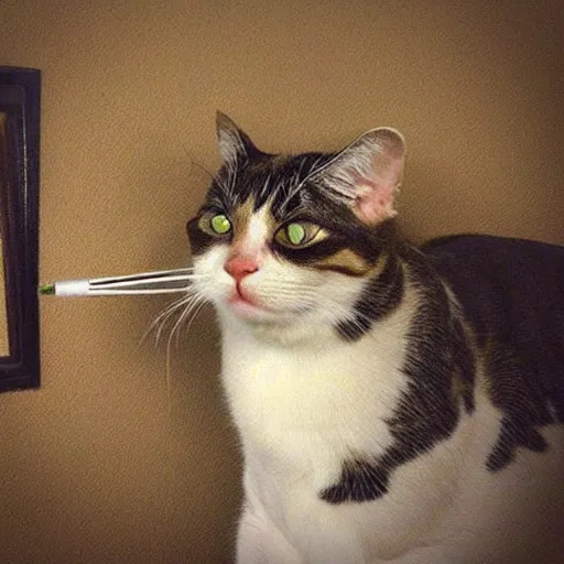 Image similar to “a realistic cat smoking”