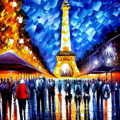 Prompt: the night of Avenue des Champs-Élysées, by Afremov, Leonid