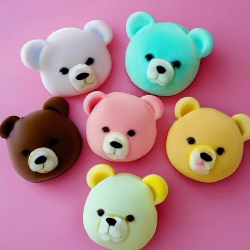 Image similar to cute japanese dessert in the shape of a bear pastel colors