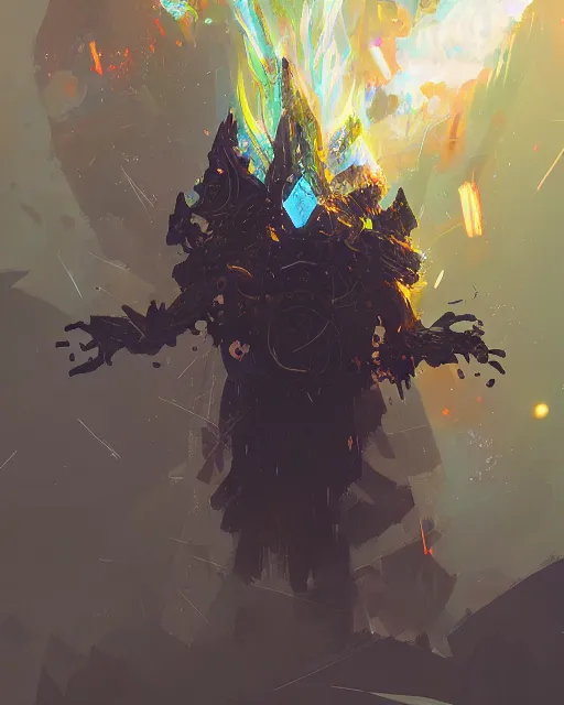 Prompt: liquid smoke draconic angel priest, geometric explosion, ismail inceoglu