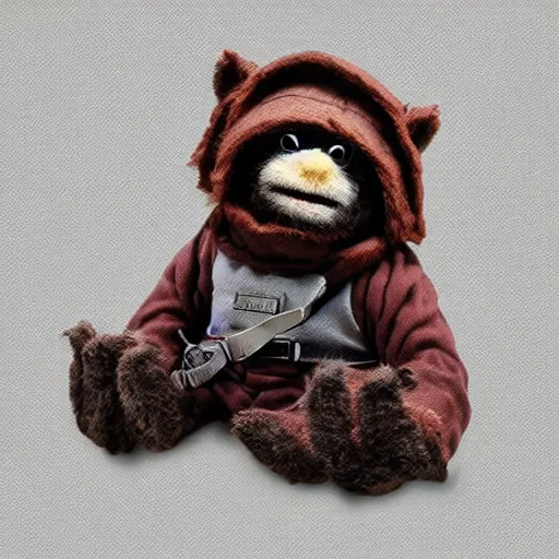 Prompt: ewok as a muppet. highly detailed felt. hyper real photo. 4 k.