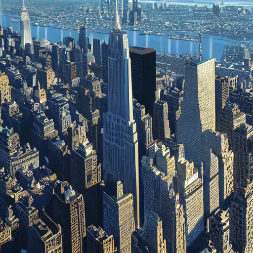 Prompt: serene rivers of water flowing from the windows of the empire state building, fluid simulation, long shot, 2 0 0 mm, orthogonal perspective, photorealist, panorama, new york background, detailled, sharp focus, realistic, trending on artstation, cg society, 8 k, unreal