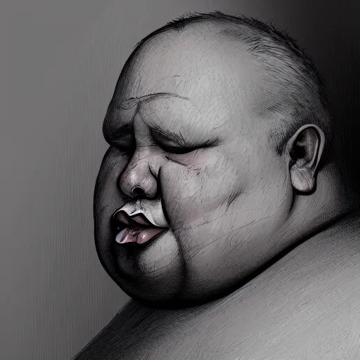 Image similar to morbidly obese man, trending on artstation, wlop, high detail