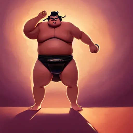 Image similar to a sumo that is also a ninja with sparkly hands, sumo pose, 3d, photo, behance hd by Jesper Ejsing, by RHADS, Makoto Shinkai and Lois van baarle, ilya kuvshinov, rossdraws, global illumination, 90s