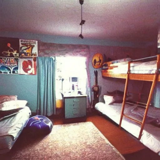 Image similar to a photo of a 1 4 year old boys bedroom from the year 1 9 8 2