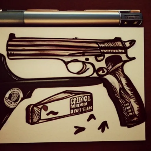 Image similar to chipotle themed gun drawing