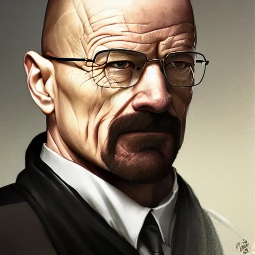 Prompt: portrait of Walter White as Lord Farquaad, elegant, intricate, headshot, highly detailed, digital painting, artstation, concept art, sharp focus, illustration, art by artgerm and greg rutkowski and alphonse mucha
