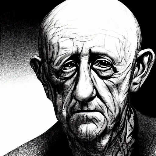 Image similar to portrait of mike ehrmantraut the incarnation of fingers, anime fantasy illustration by tomoyuki yamasaki, kyoto studio, madhouse, ufotable, trending on artstation