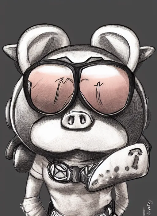 Prompt: a highly detailed illustration of a piggy, wearing round sunglasses, cute, highly detailed, centered, digital painting, artstation, concept art, smooth, sharp focus, league of legends concept art, wlop