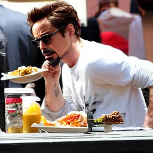 Image similar to robert downey jr. eating food