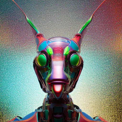 Image similar to colourful breathtakingly beautiful epic futuristic wonderfully cool giant robot hestiasula head, abstract mantis head, mantid features insectoid, extreme closeup abstract shot hard surface modelling, deep focus, symmetrical, front view, clear sharp, 8 k hard surface modelling cgsociety, octane render
