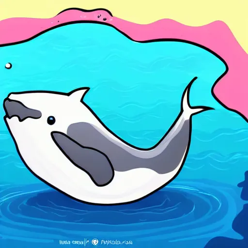 Prompt: cartoon digital art of a whale, cute