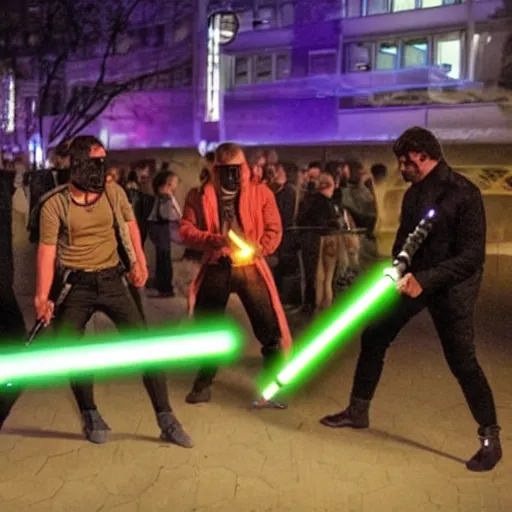 Image similar to a lightsaber duel in vienna