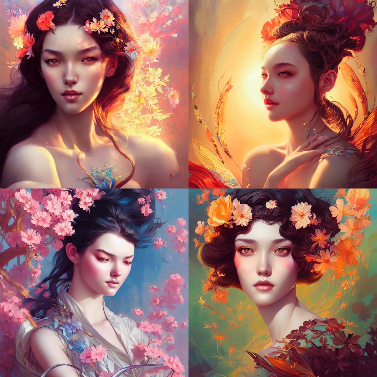 Prompt: summer princess, digital art by artgerm and karol bak, portrait by android jones and atey ghailan