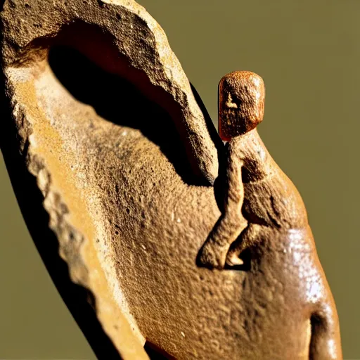 Prompt: macro of paleolithic figurine