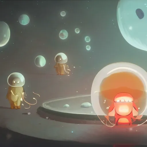 Image similar to baby harp seals being eaten by a jellyfish robots on a crystalline alien world, atey ghailan, goro fujita, studio ghibli, scary lighting, clear focus, very coherent