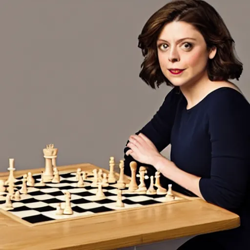 Image similar to rachel bloom playing chess against george w. bush