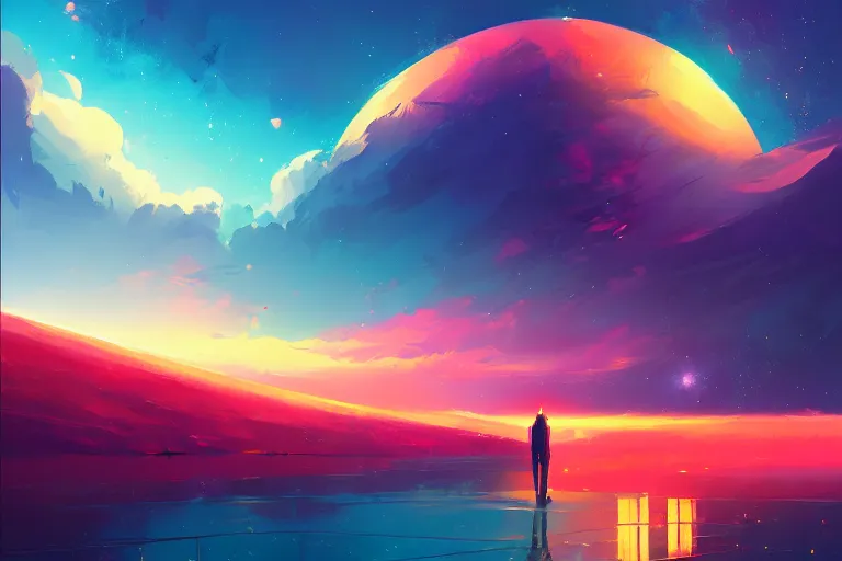 Image similar to eisberg floating in space, by anato finnstark, by alena aenami, by john harris, by ross tran, by wlop, by rhads, by andreas rocha