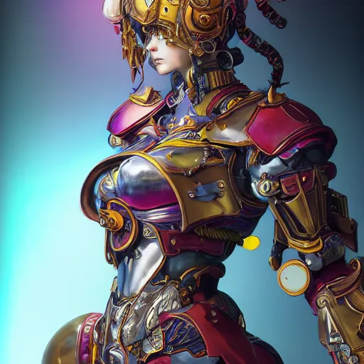 Image similar to studio portrait of lawful good colorful female holy mecha paladin absurdly beautiful, elegant, young sensual graceful woman, ultrafine hyperrealistic detailed face illustration by kim jung gi, irakli nadar, intricate linework, sharp focus, bright colors, matte, octopath traveler, final fantasy, unreal engine highly rendered, global illumination, radiant light, intricate environment