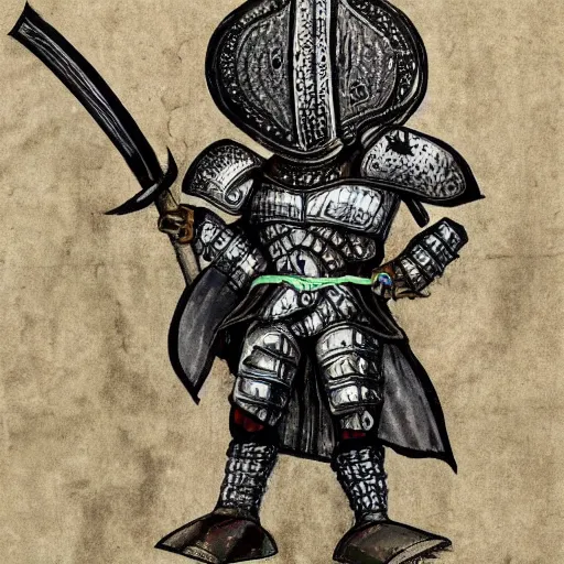 Image similar to medieval heavy armored knight with intricate designs, holding a sword of fire. Red eyes.