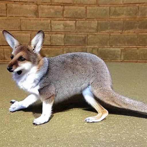 Prompt: “A mix between a Kangaroo and a Corgi”