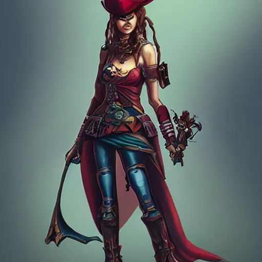 Image similar to robot pirate, female, fantasy, d & d, character art, matte, illustration, concept art, artstation