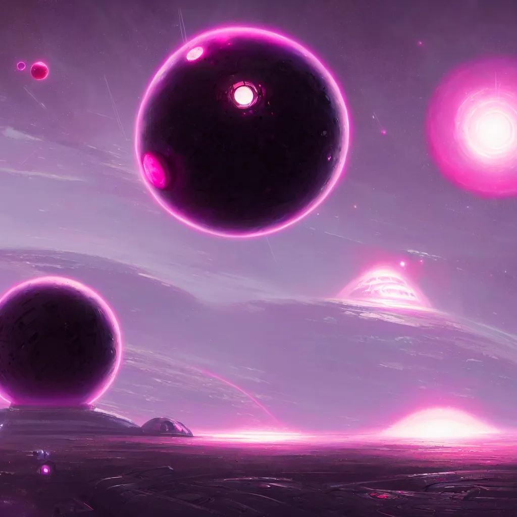 Image similar to dyson sphere program pink planet, concept art, by greg rutkowski