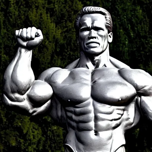 Image similar to a photo of a statue of arnold schwarzenegger made out of schwarzwalder kirschtorte