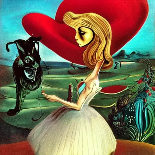 Image similar to alice in wonderland by salvador dali