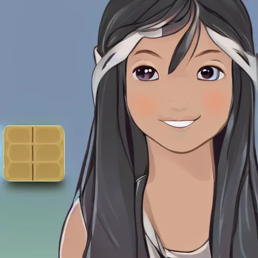 Image similar to a girl character has two bar soap as her eyes