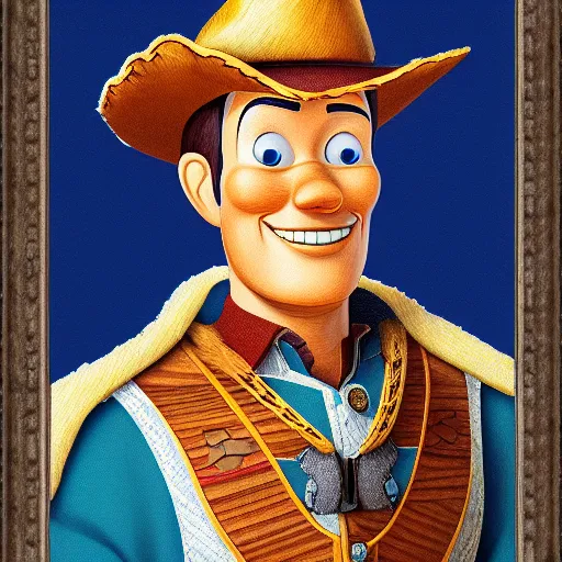 Image similar to a renaissance style portrait painting of Sheriff Woody