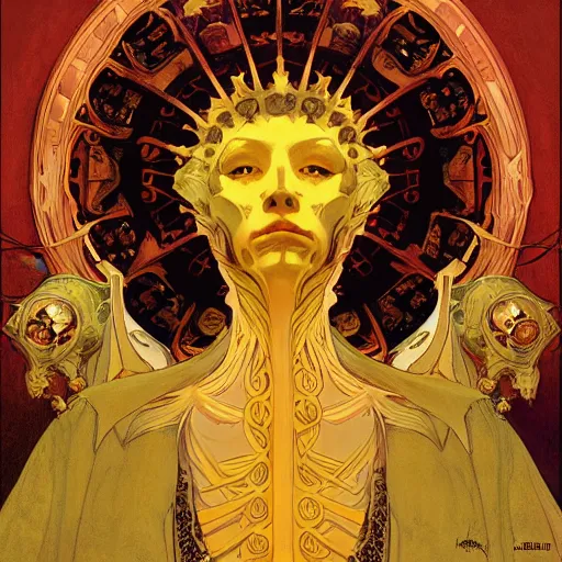 Image similar to king in yellow, lovecraftian, highly detailed painting by ilya kuvshinov, alphonse mucha, gaston bussiere, craig mullins, j. c. leyendecker