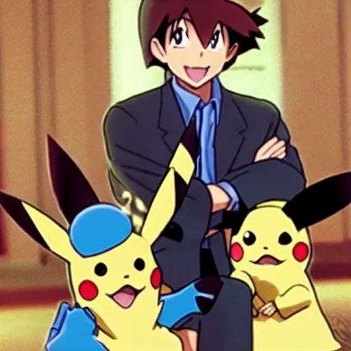 Prompt: a still of Pikachu as Detective Conan