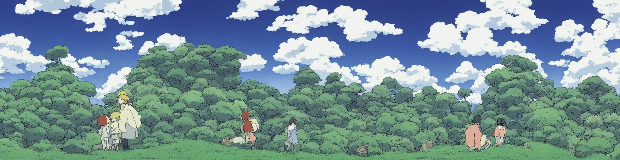 Prompt: A cloudy sky, by Studio Ghibli
