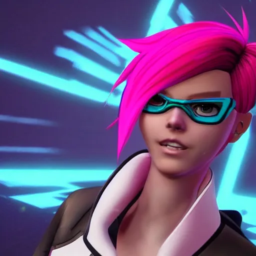 Image similar to tracer with pink hair