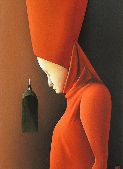 Image similar to woman portrait with a paper bag over the head Edward Hopper and James Gilleard, Zdzislaw Beksinski, highly detailed