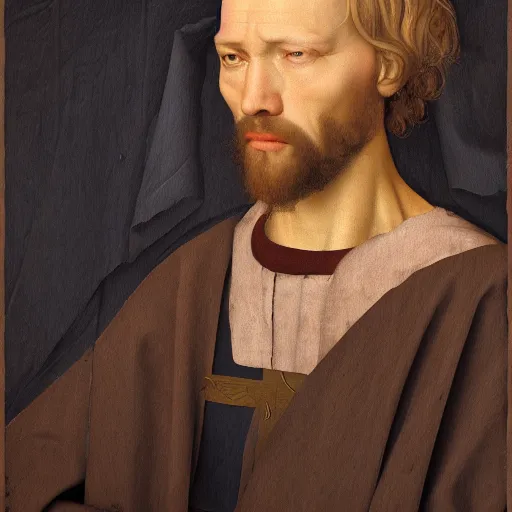 Image similar to portrait of joseph, in deposition of christ by van der weyden, high quality, realism, artstation, octane