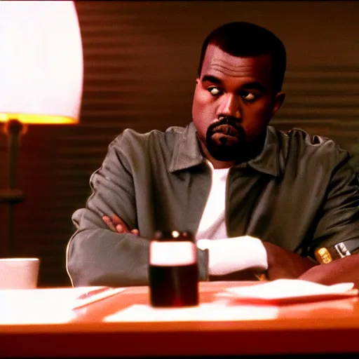 Image similar to Kanye West as Jules Winnfield in 'Pulp Fiction' (1994), movie still frame